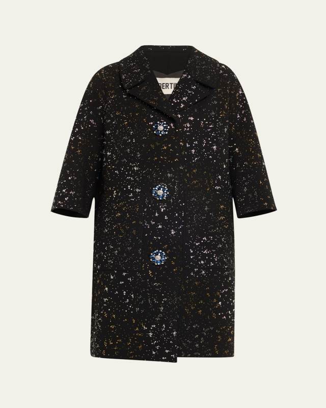 Meteor Shower Crystal Wool Patch Pocket Coat